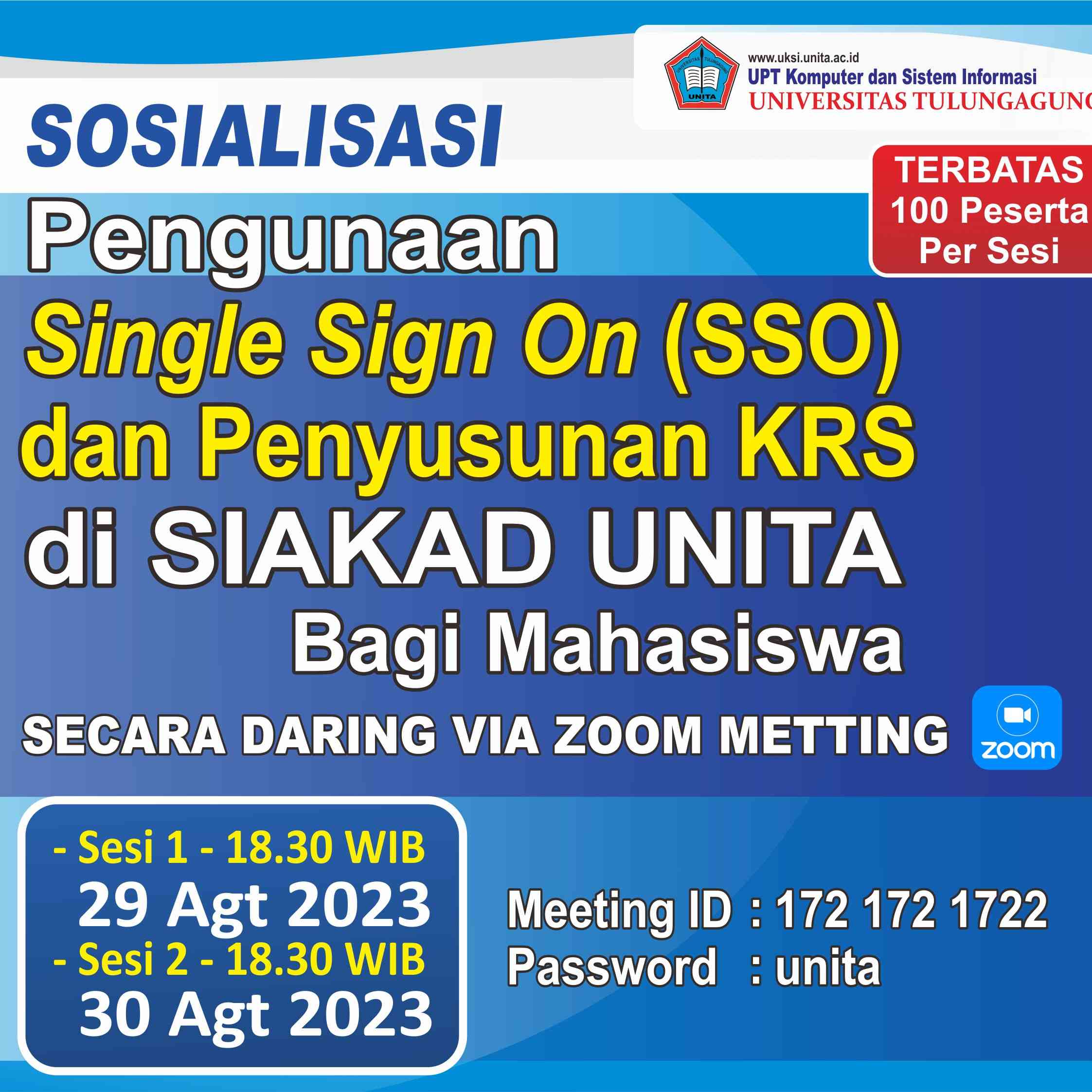 Sosialisasi metode Single Sign On (SSO) dan Penyusunan KRS di SIAKAD UNITA 
